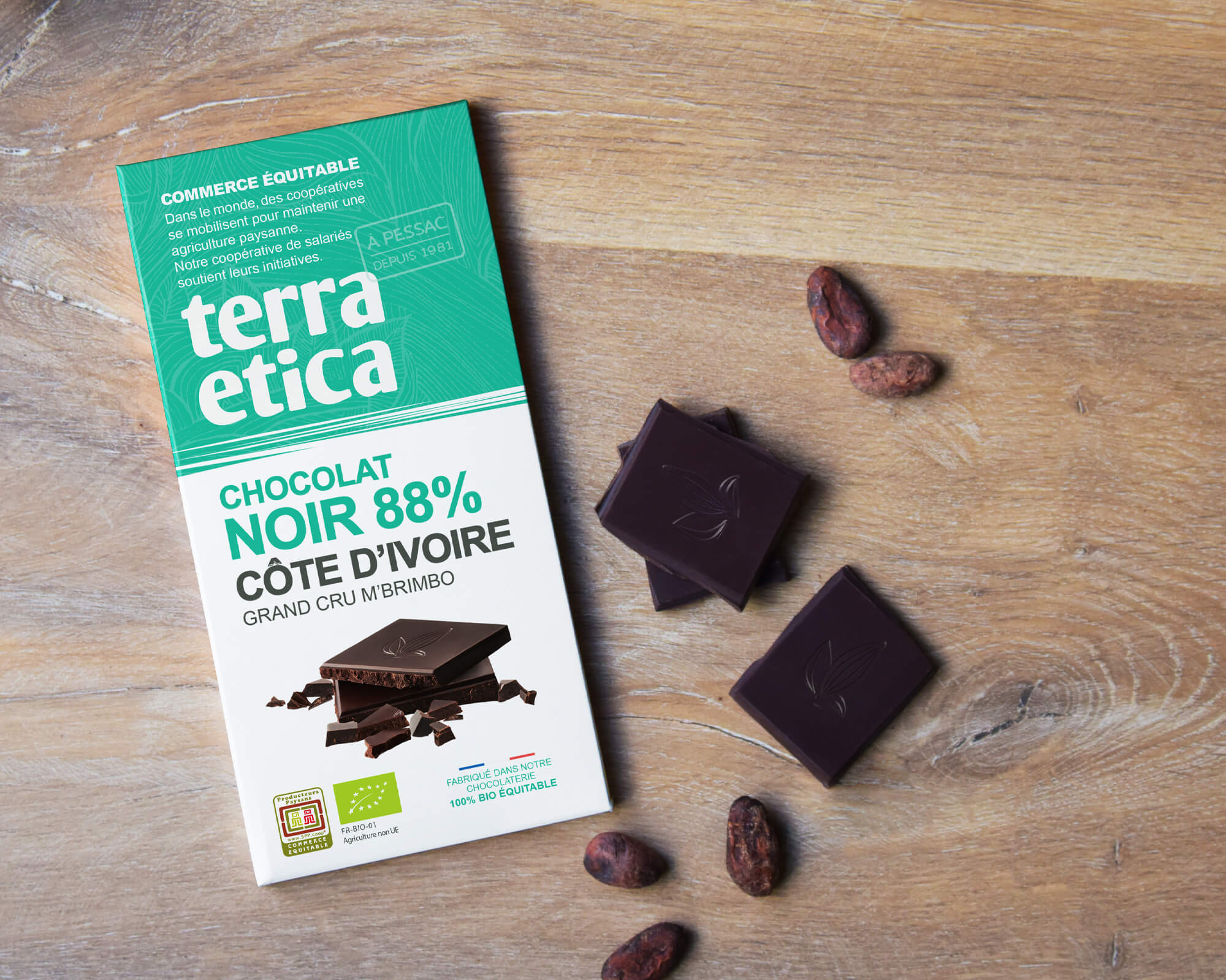 Chocolat noir dessert bio et équitable 72% cacao Pérou I Terra Etica